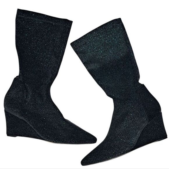 Free People Seville Slouchy Glam Wedge Boots Size 41 Black Multi - Picture 1 of 17